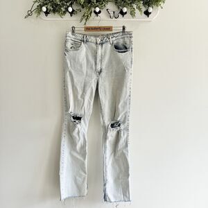 Zara Acid Wash Distressed Wide Leg baggy Jeans 10